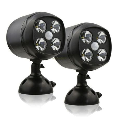 2-Pack Motion Sensor Spotlight Battery Powered Security Light 4 LEDs Super Bright Weatherproof ...