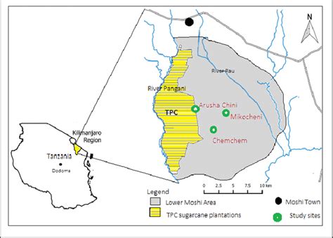 Map of Tanzania Showing the Lower Moshi Area where the Study was ...