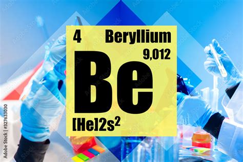Beryllium. The element with the atomic number 4. Highly toxic metal. Expensive metal. Very hard ...