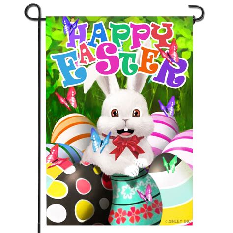 Anley Happy Easter Bunny Garden Flag, Happy Easter Egg Decorative Double Sided Premium Garden ...