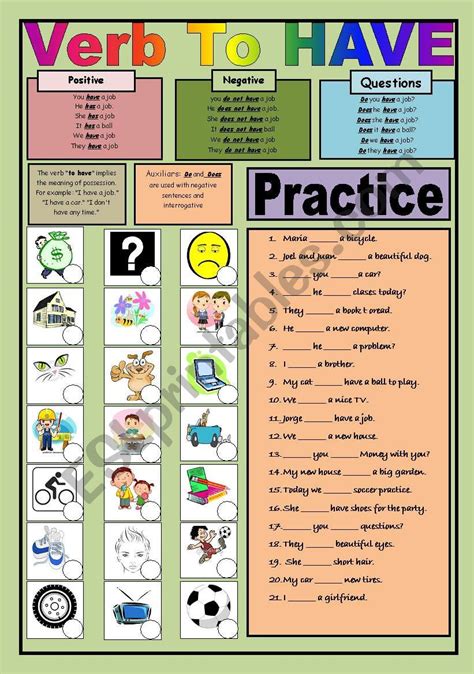 Verb To Have - ESL worksheet by raynexa