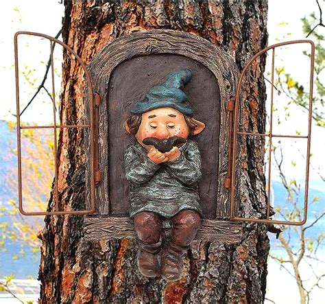 Amazon.com: vomiceak Whimsical Fairy Garden Gnome Statue, Tree Faces Decor Outdoor -5.9 Inch ...