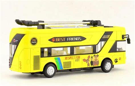 Yellow Kids Diecast Double Decker Trolley Bus Toy [NB3T557] : EZBUSTOYS.COM