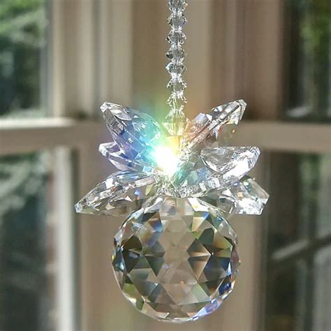 1PCS Crystal Suncatcher Hanging Prism Pendant Handmade Crystals Ornament Home Decor Rainbow ...