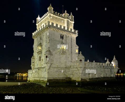 Tower of Belem At Night Stock Photo - Alamy