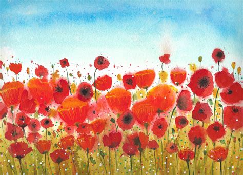 Poppy Field Wall Art, Floral Fine Art Print, Flower Painting by Helen ...