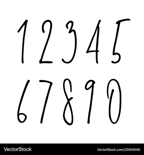 Ballpen lettering numbers Royalty Free Vector Image