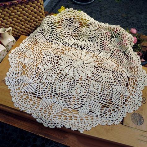 Buy Crochet Tablecloth Round Lace Cotton Vintage Floral Table Overlay ...