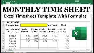 10 Excel Monthly Timesheet Template With Formulas - Template Guru