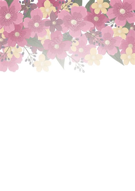 Border Of Vintage Pink Flowers And Leaves Page Border Background Word ...