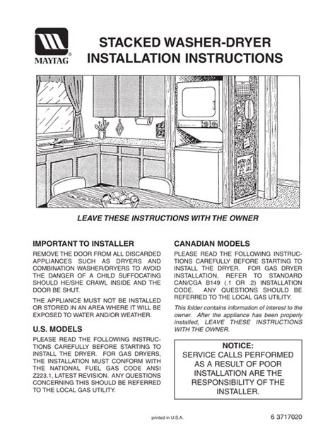 Stacked Washer-Dryer Installation Instructions