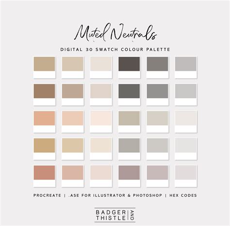 Muted Neutrals Digital Colour Palette Swatches Download Procreate ...