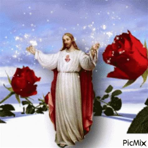 Jesus Christ God Bless You GIF - Jesus Christ God Bless You Red Roses ...