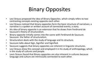 Claude levi strauss binary opposites | PPT