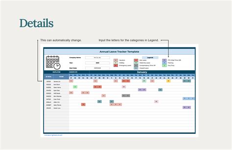 Annual Leave Tracker Template in Excel, Google Sheets - Download