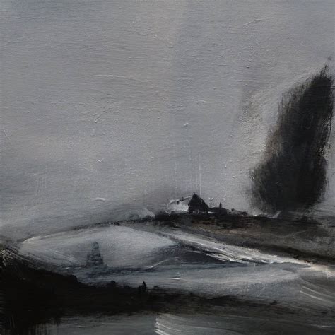 Sad landscape, the house on the hill Painting by Philippe Batini | Saatchi Art