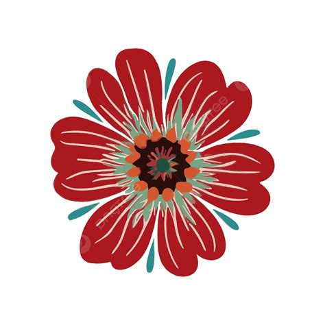 Red Flower Vector Art Transparent, Red Flower, Flower Vector Art, Flower Vector Art Transparent ...