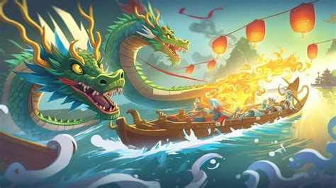 Dragon Boat Festival Lantern Boat Waves Background, Dragon Boat Festival, Holiday, Festival ...