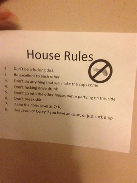 Some house rules at a party I was at recently : r/funny