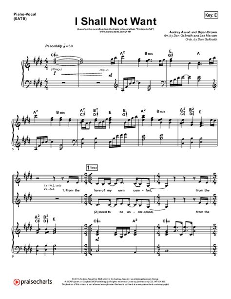 I Shall Not Want Sheet Music PDF (Audrey Assad) - PraiseCharts