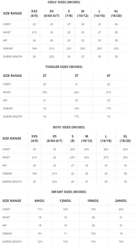 Columbia Size Guide