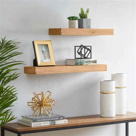 StyleWell Modern Wood Floating Wall Shelves (Set of 2) (26 in. W x 2 in ...