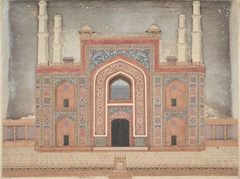 Fifteen drawings of Mughal architecture and ornamental detail on Mughal ...