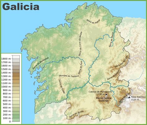 Galicia physical map