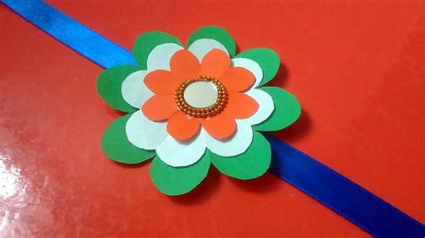 How to make tricolor rakhi with paper|paper rakhi making for kids|Flower paper rakhi for kids ...