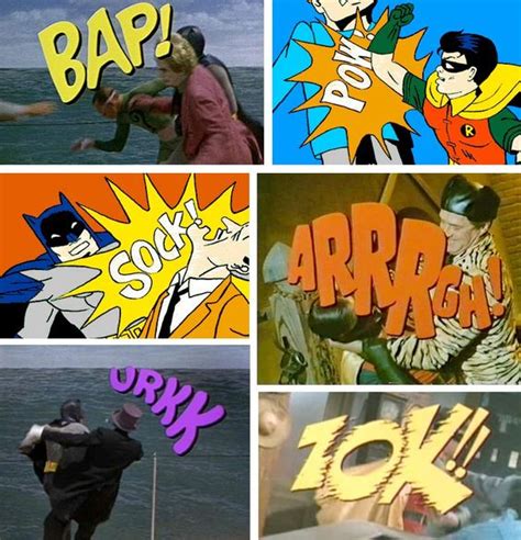 onomatopoeia at its visual best from the Adam West "Batman" tv show, as well as a look at ...