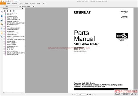 CAT 140H Motor Grader Parts Manual | Auto Repair Manual Forum - Heavy ...