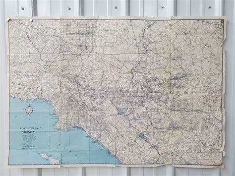 1950s Metropolitan Los Angeles Road Map auto Club of Southern ...