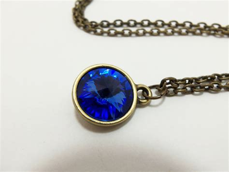 September Birthstone Necklace Modern Virgo Jewelry Crystal Sapphire Birthstone Necklace Brass ...