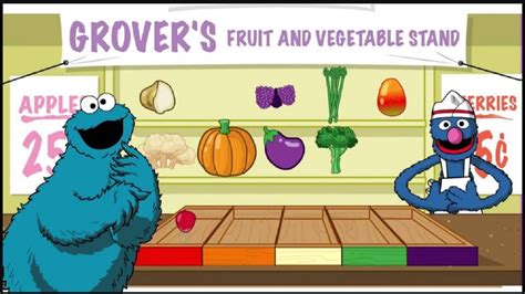 Sesame Street Cookie Monster Eats Grover's Fruit And Vegetable Stand ...