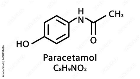 Paracetamol molecular structure. Acetaminophen skeletal chemical formula. Chemical molecular ...