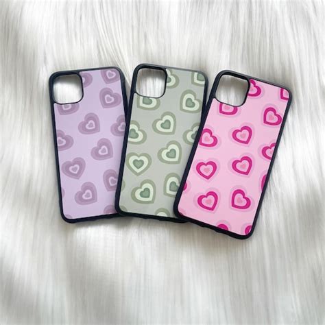 Blue Purple Grey Green Hearts Phone Case iphone & Android - Etsy