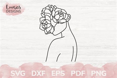 Floral Woman Face Outline Svg, Female line art