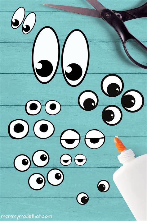 Free Printable Googly Eyes (Tons of Sizes!) | Plain sticker paper, Fun ...