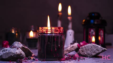 DIY Black Halloween Candle With Bloody Red Wax Chunks