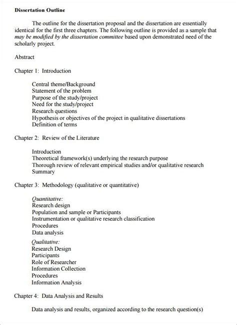 Dissertation Outline Template - 10 Free Samples & Examples