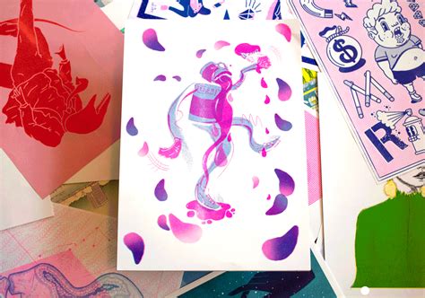 Prints Art & Collectibles 3 Colour Risograph Print Block Ink Tube etna ...