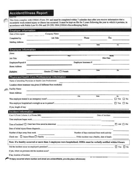 Accident - Illness Report Form