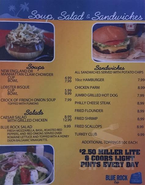 Blue Rock Cafe menu in Keyport, New Jersey, USA