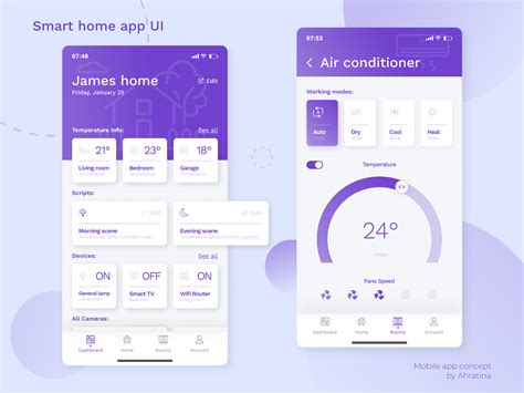 Smart home app UI by Dmitry Ahratina on Dribbble