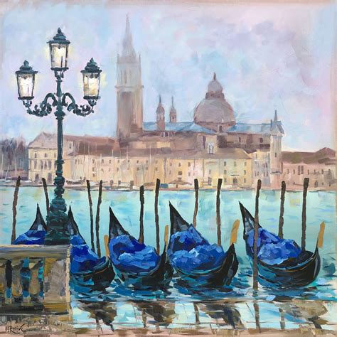 Venice original oil painting on canvas, Italy painting, gondola original artwork, gondolas ...