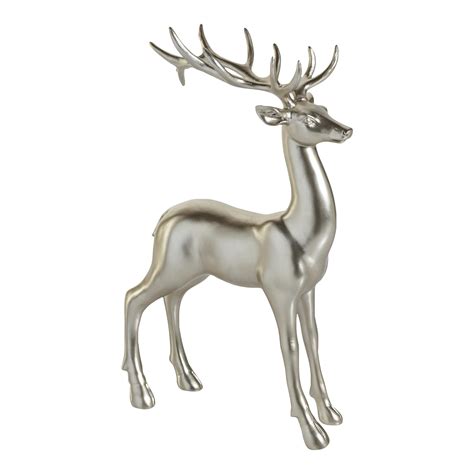 14.5" Tall Silver Standing Deer Figurine Statue | Chairish