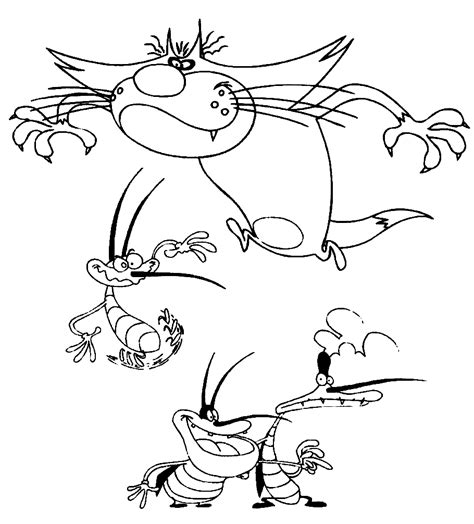 Oggy and the Cockroaches coloring pages to download and print for free