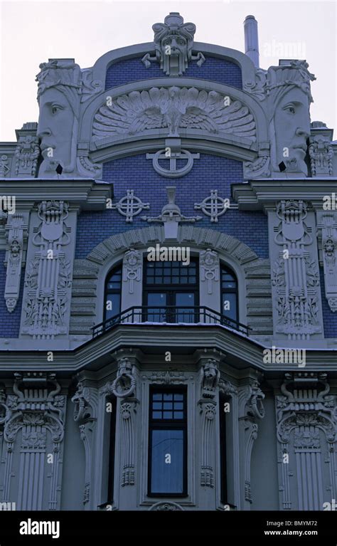 Latvia,Riga ,Art Nouveau Buildings Stock Photo - Alamy