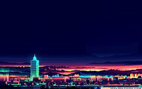 Pixel Art City Wallpaper