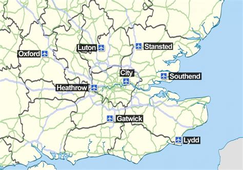 Map of London airports - Airports London map (England)